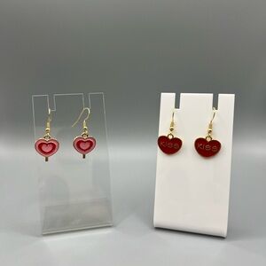 🆕 Heart-Shaped Red Earrings - Handmade #156